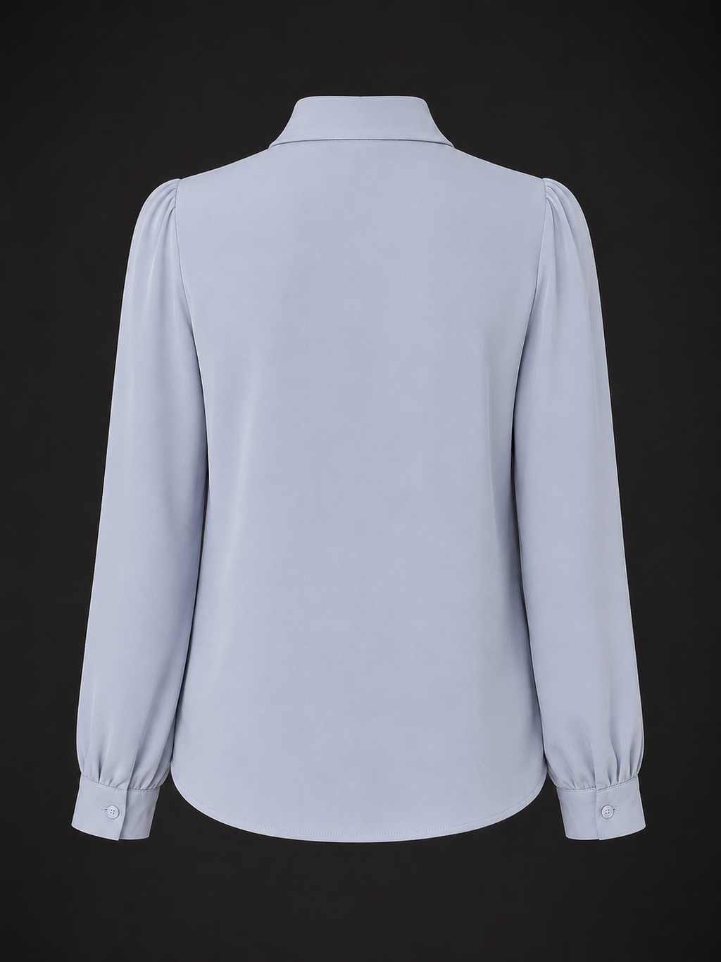 Elysian Blue Blouse - Satin Tie-Neck Top with Pearl Detail