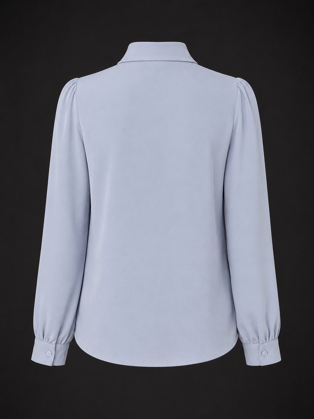 Elysian Blue Blouse - Satin Tie-Neck Top with Pearl Detail