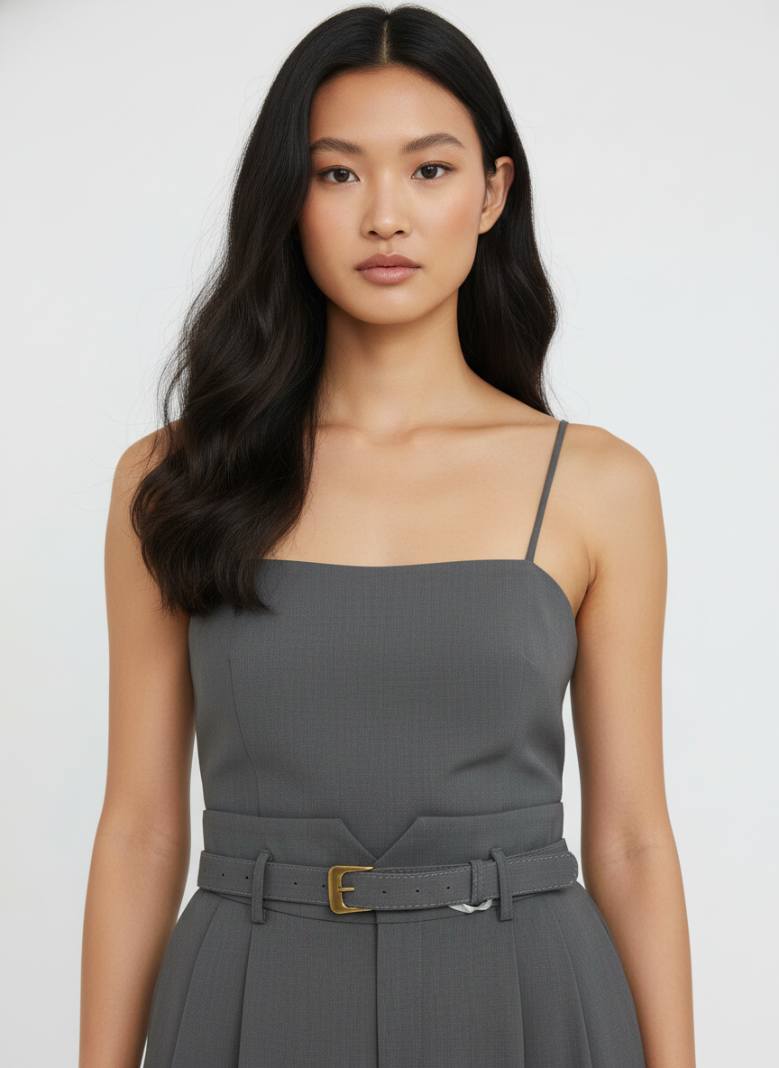 V-Waist Belted Pants