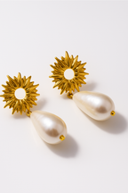 Golden White Drop Earrings