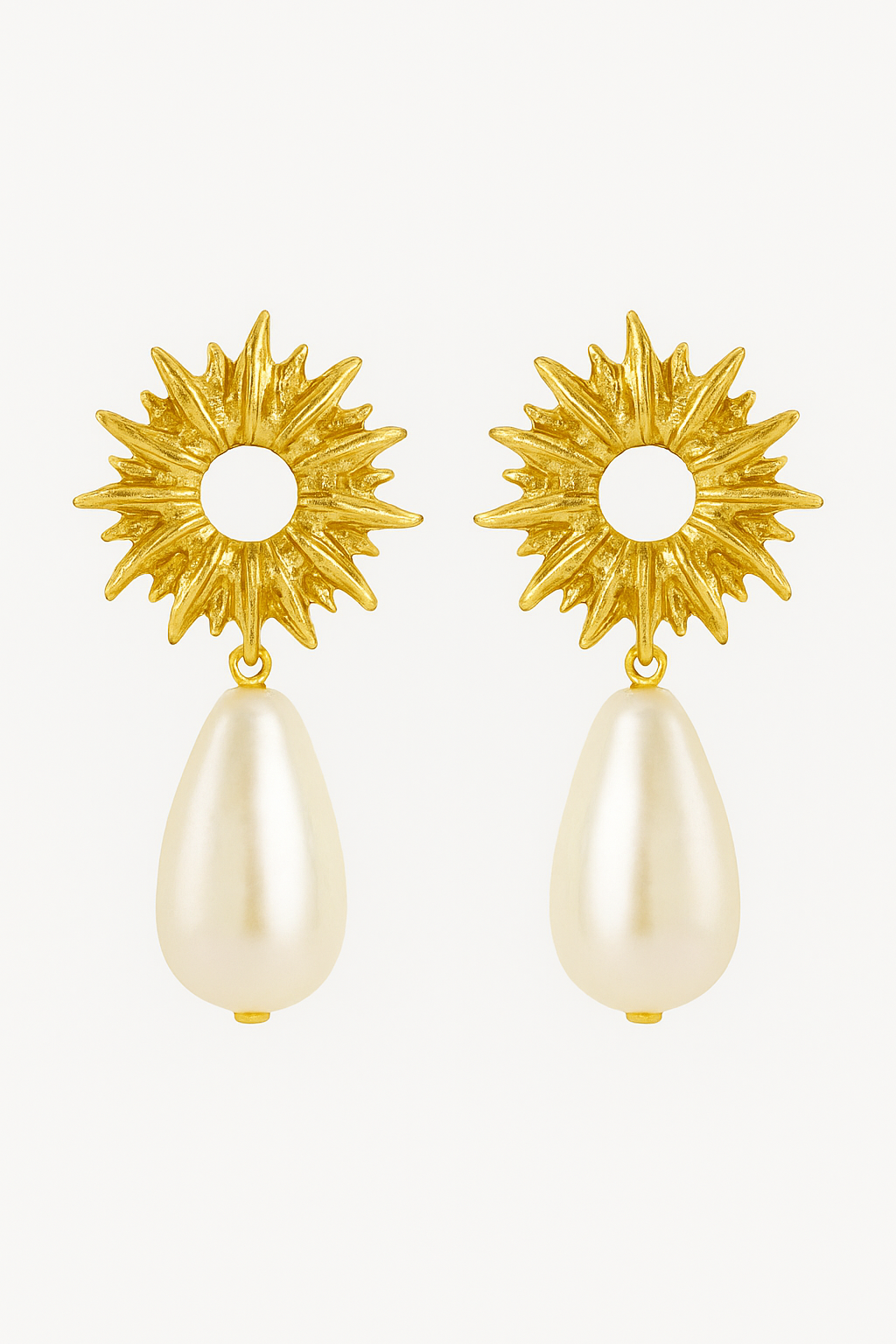 Golden White Drop Earrings