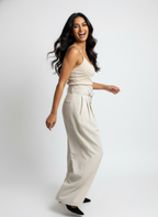 V-Waist Belted Pants