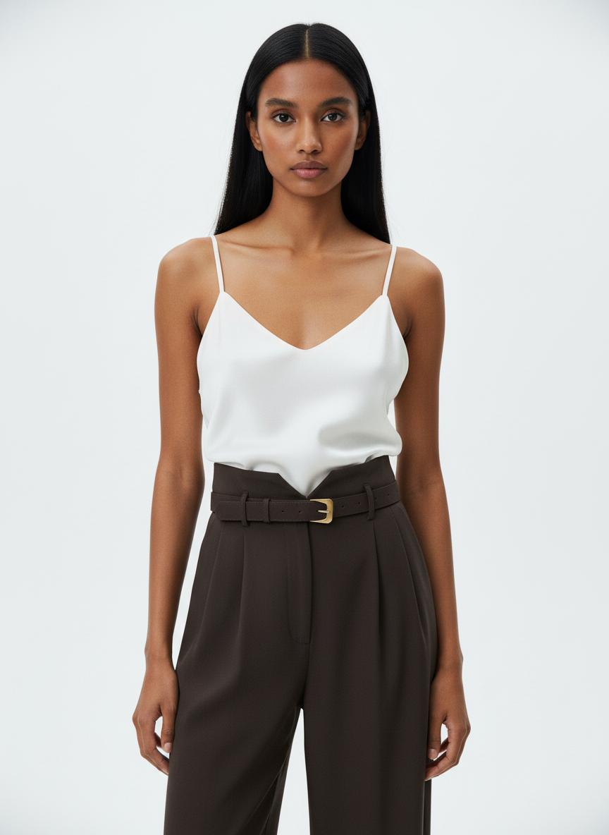 V-Waist Belted Pants