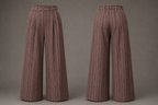 Pair of brown striped pants on a gray background