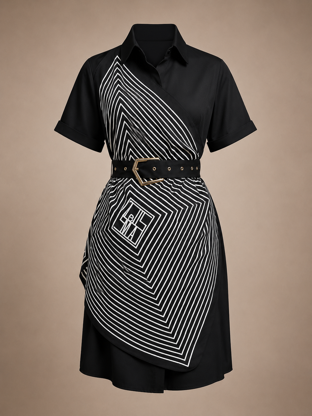 Vector Dress - Black Satin Shirt Dress
