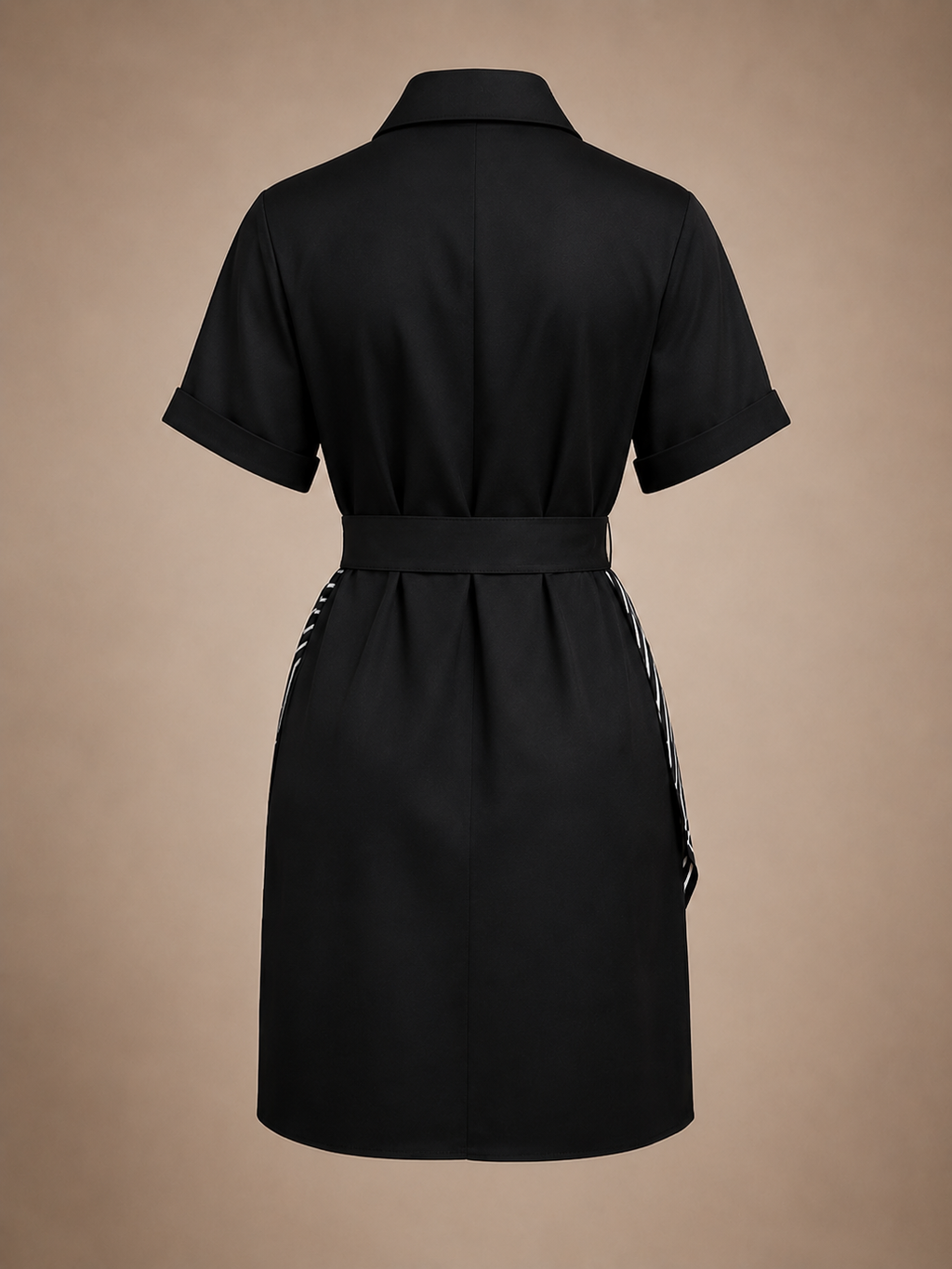 Vector Dress - Black Satin Shirt Dress