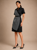 Vector Dress - Black Satin Shirt Dress