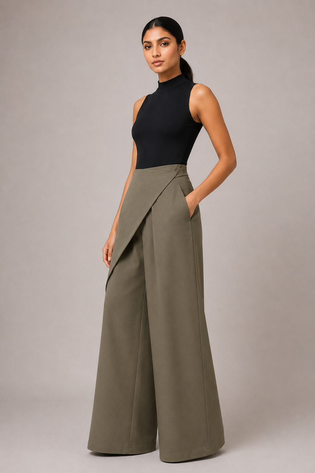 Sandstone Wrap Palazzo Pants