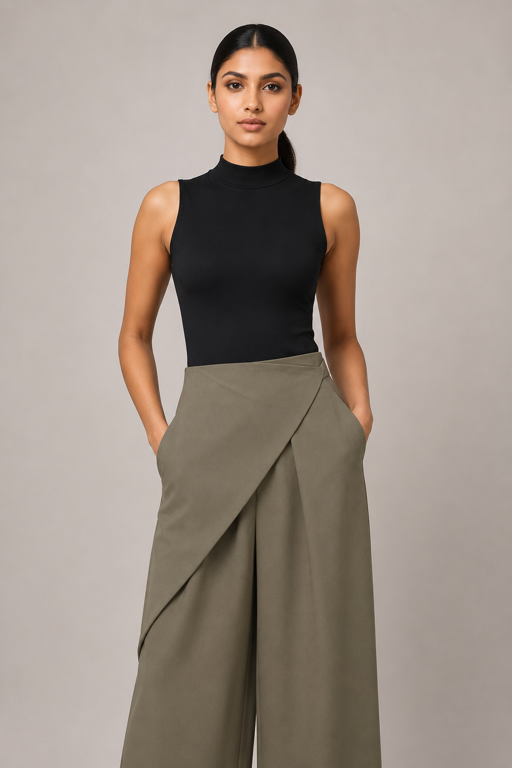 Sandstone Wrap Palazzo Pants