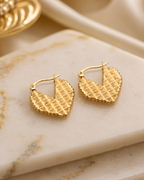 Golden Heart Quilted Hoop Earrings