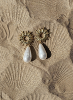 Golden White Drop Earrings