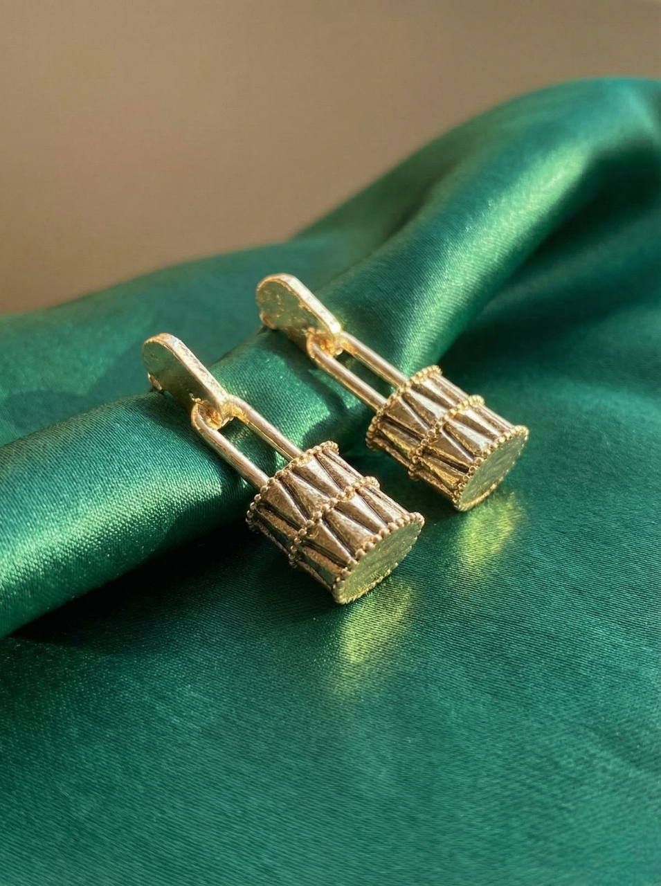 Gold Padlock Charm Drop Earrings