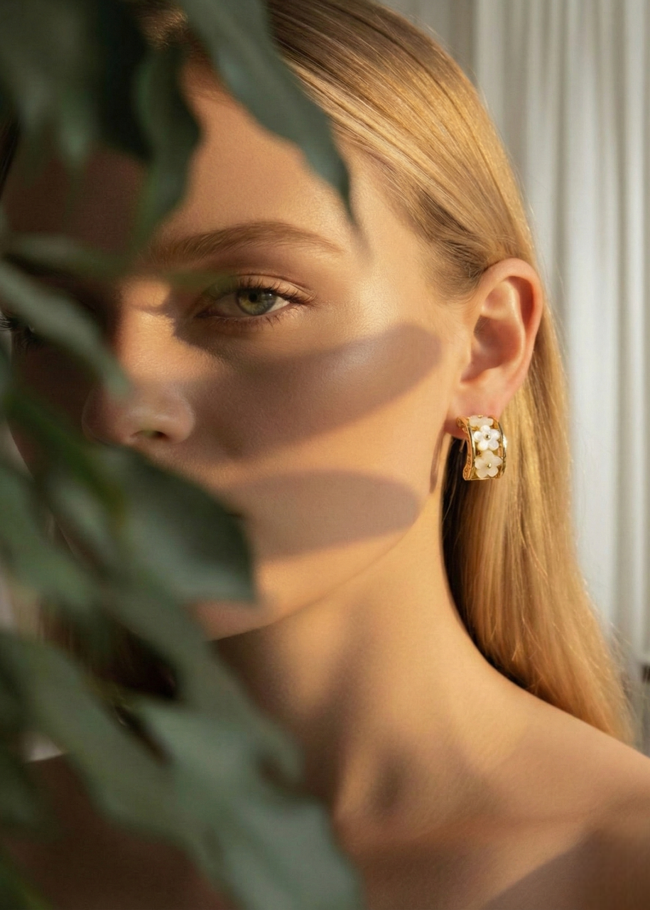 Gold Floral Mini Hoop Earrings