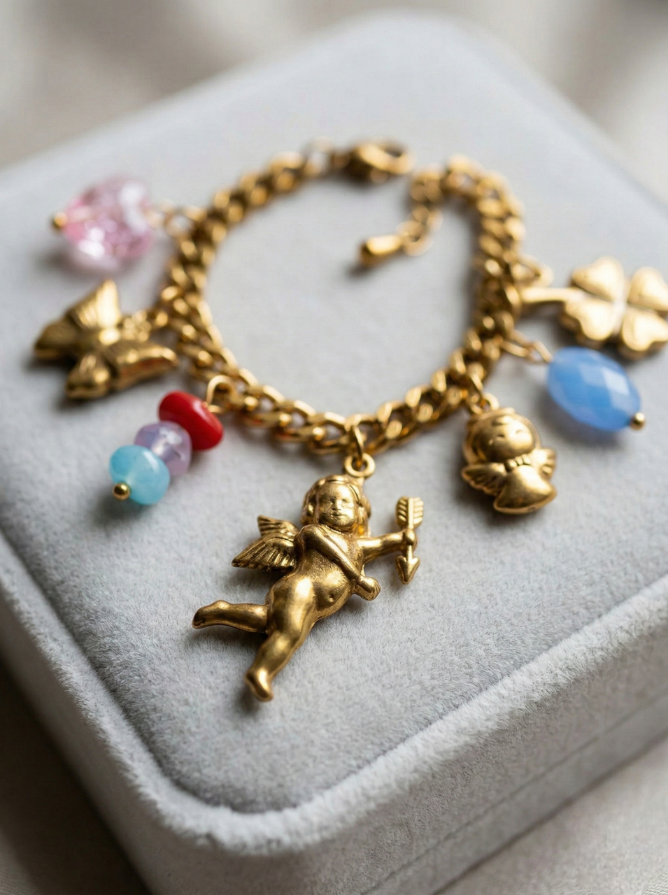 Celestial Cherub Gold Charm Bracelet