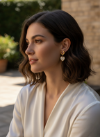 White Shell Heart Star Hoop Earrings