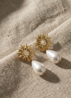 Golden White Drop Earrings