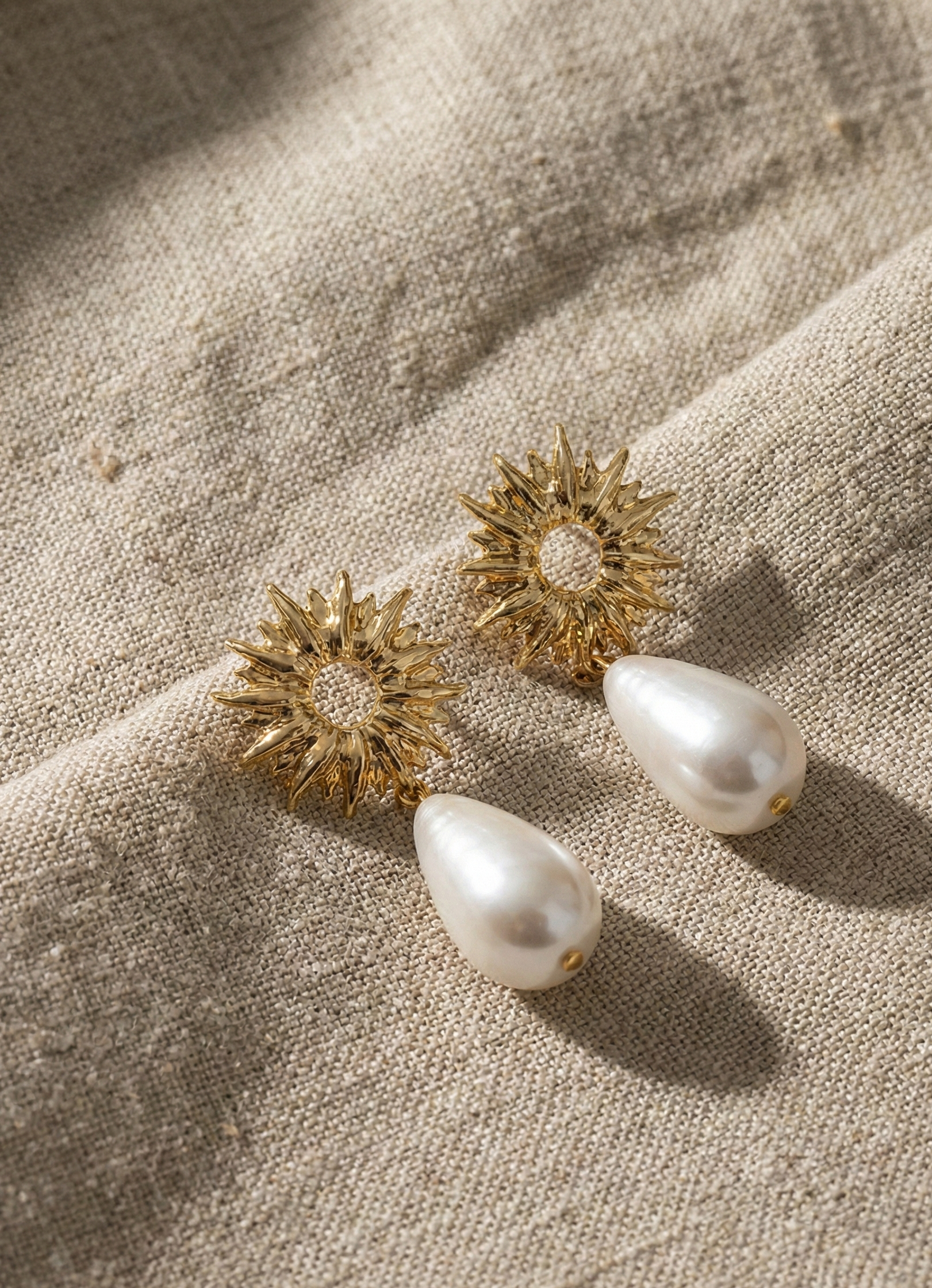 Golden White Drop Earrings