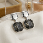 Smoke & Silver Square Drop Earrings