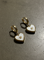 White Shell Heart Star Hoop Earrings