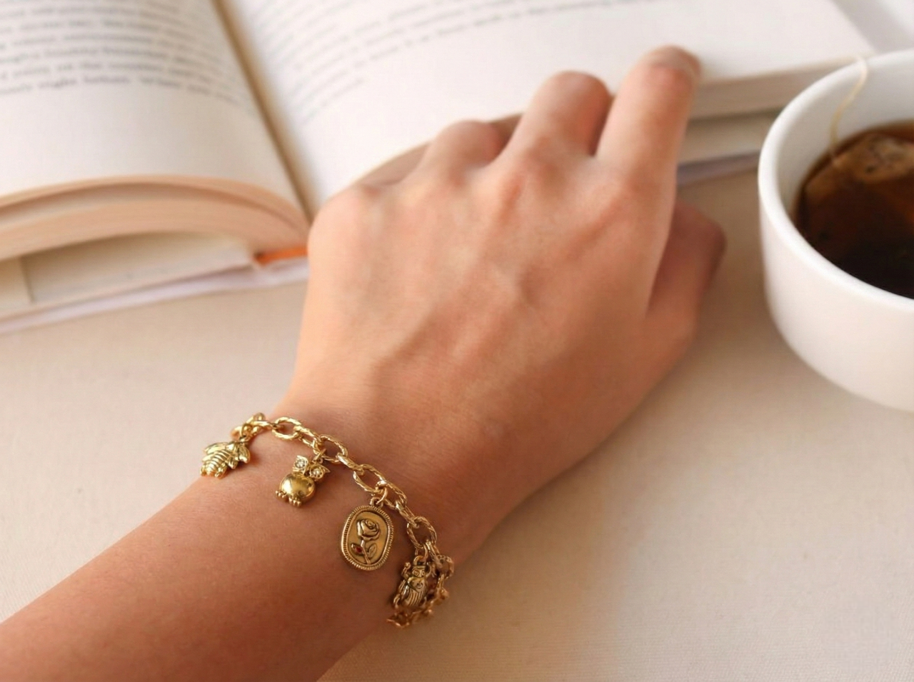 Red & Gold Charm Bracelet