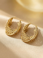 Textured Gold Statement Hoop Earrings