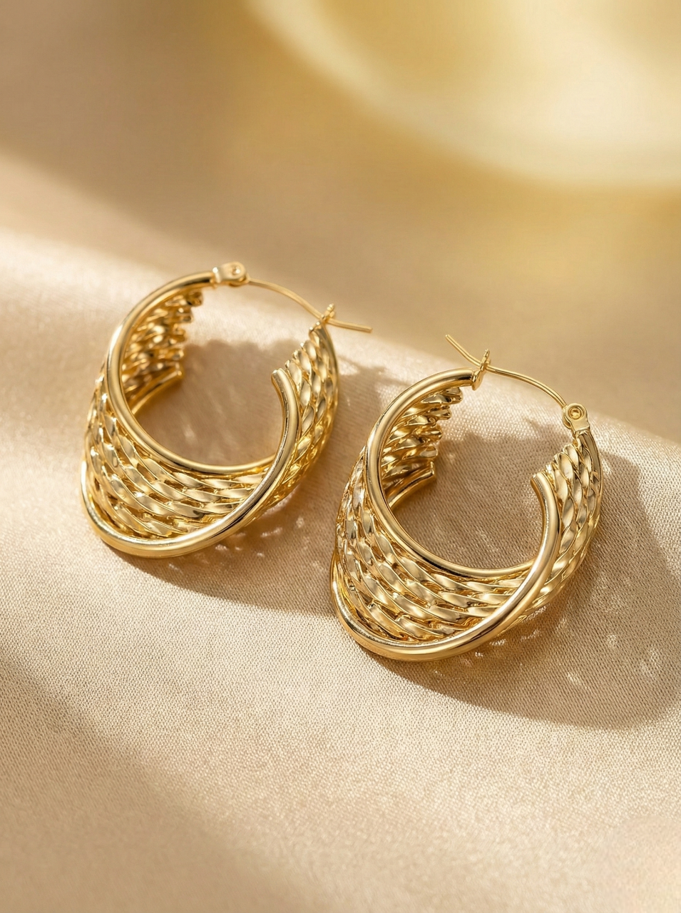 Textured Gold Statement Hoop Earrings