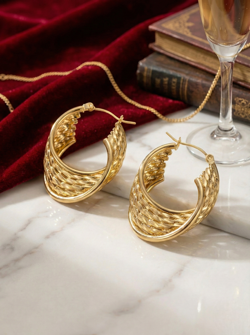 Textured Gold Statement Hoop Earrings