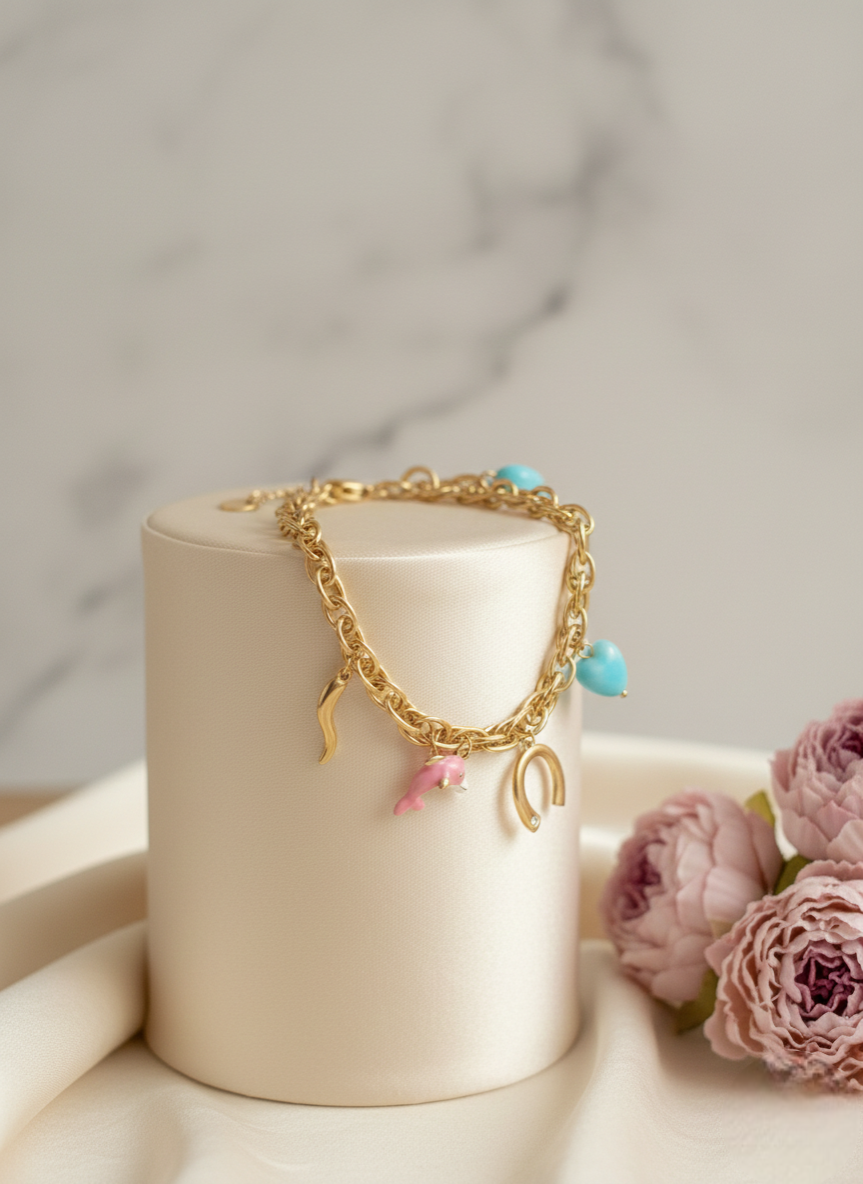 Lucky Charm Gold Chain Bracelet