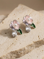 Blossom Pearl Crystal Stud Earrings