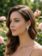Blossom Pearl Crystal Stud Earrings