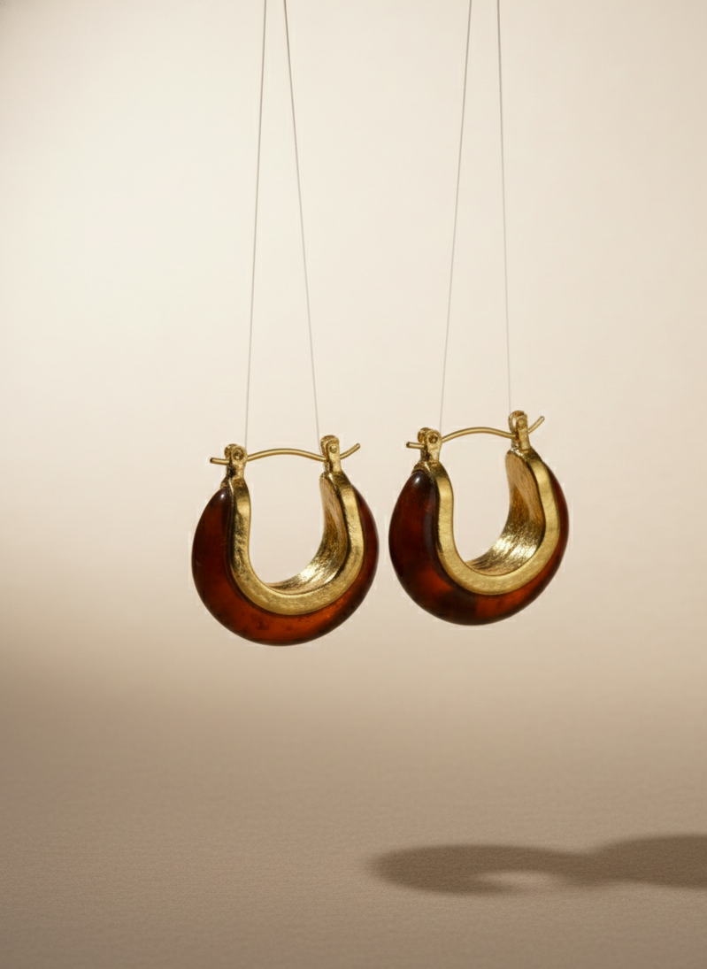 Amber Gold Resin Hoops