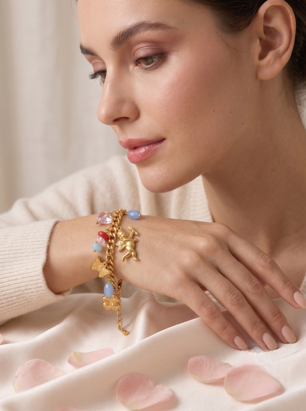 Celestial Cherub Gold Charm Bracelet
