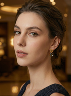 Smoke & Gold Square Drop Earrings