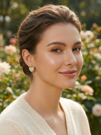 Crystal Heart Stud Earrings in Gold Finish