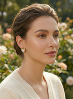 Crystal Heart Stud Earrings in Gold Finish