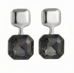 Smoke & Silver Square Drop Earrings