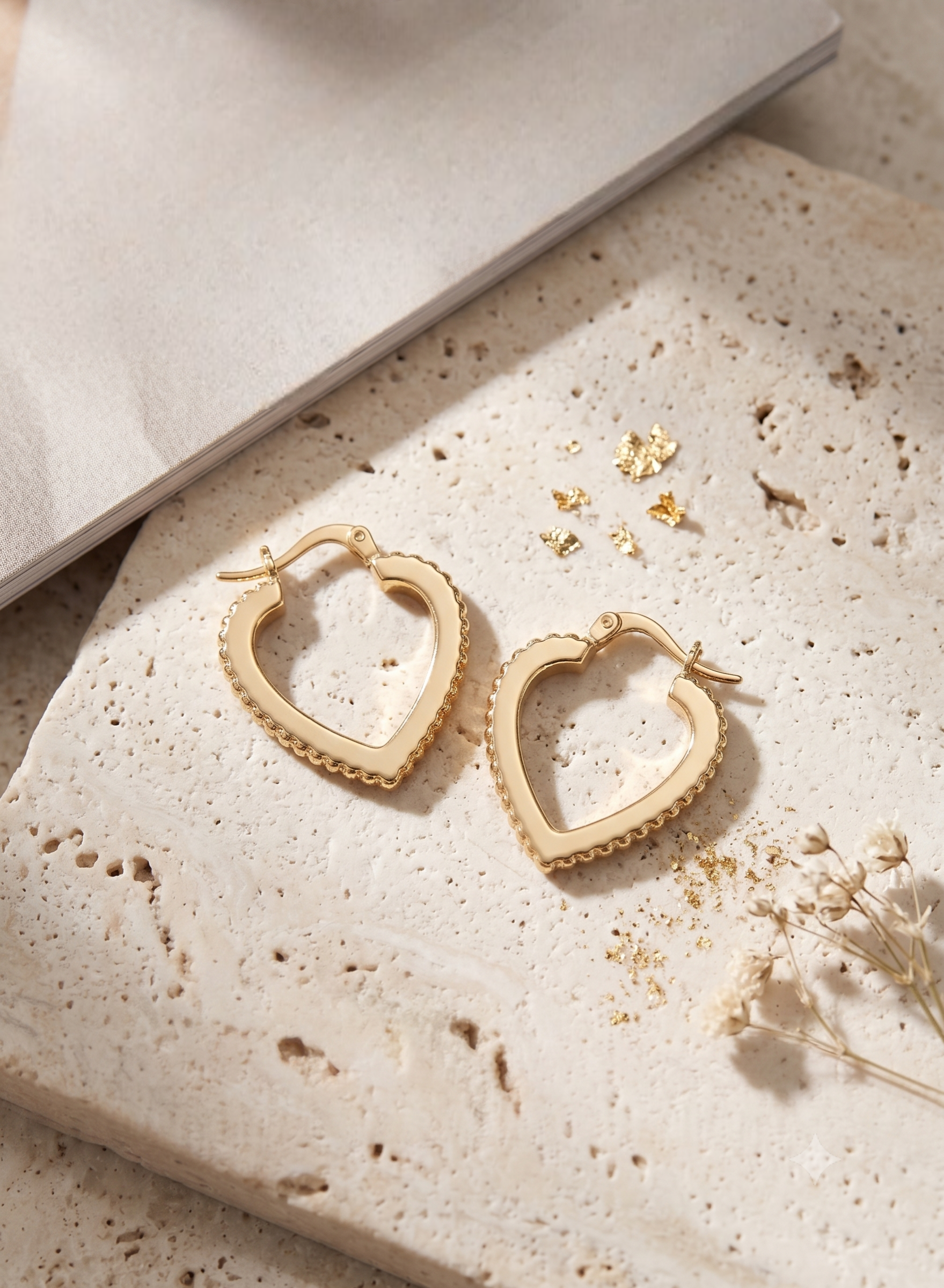 Gold Scalloped Heart Hoop Earrings
