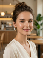 Crystal Arc Hoop Earrings in Gold Finish