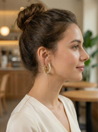 Crystal Arc Hoop Earrings in Gold Finish