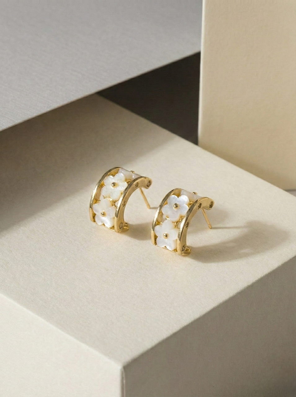 Gold Floral Mini Hoop Earrings