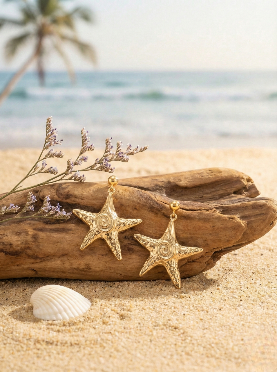 Gold Starfish Drop Earrings
