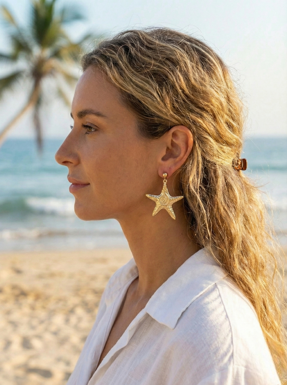 Gold Starfish Drop Earrings