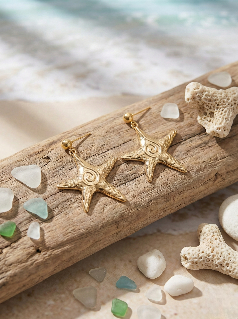 Gold Starfish Drop Earrings
