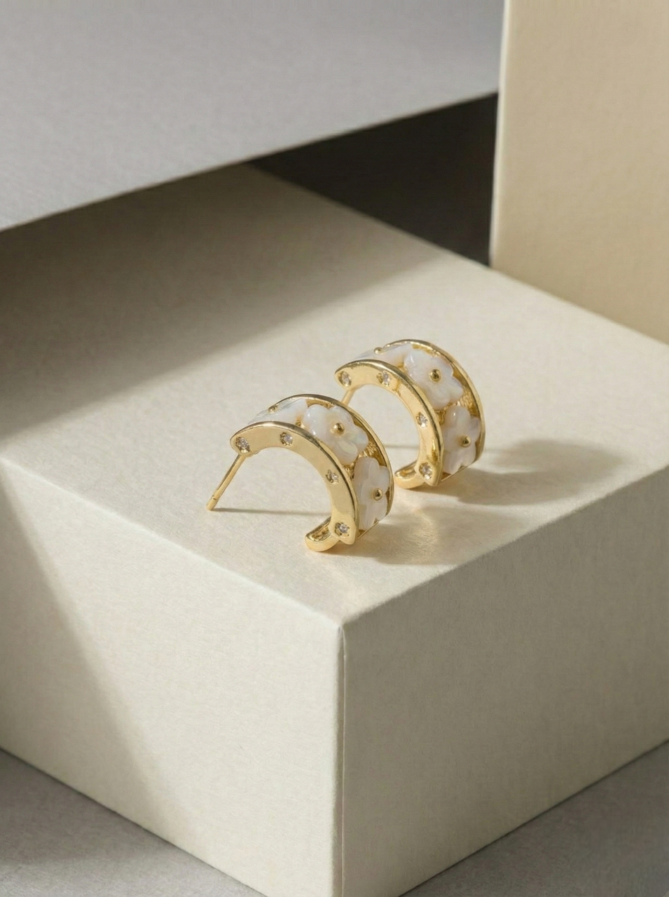 Gold Floral Mini Hoop Earrings