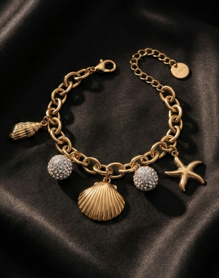 Ocean Charm Gold Chain Bracelet