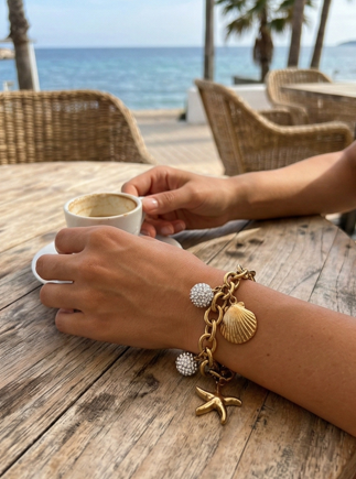 Ocean Charm Gold Chain Bracelet