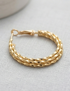 Gold Twisted Braided Hoop Earrings