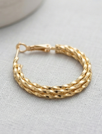 Gold Twisted Braided Hoop Earrings
