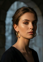 Gold Twisted Braided Hoop Earrings
