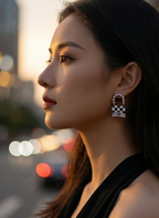 Silver Pearl Handle Mini Bag Drop Earrings